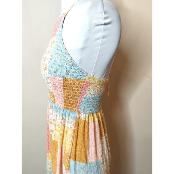 Pink Rose Patchwork Floral Maxi Dress Prairie Boho - Picture 7 of 10